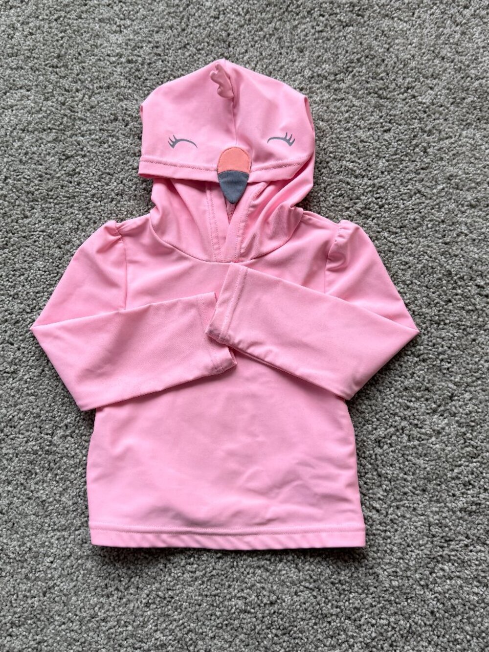 SIMPLE JOYS Long sleeve pink hoodie w/ bird decor on hood 24 Mo